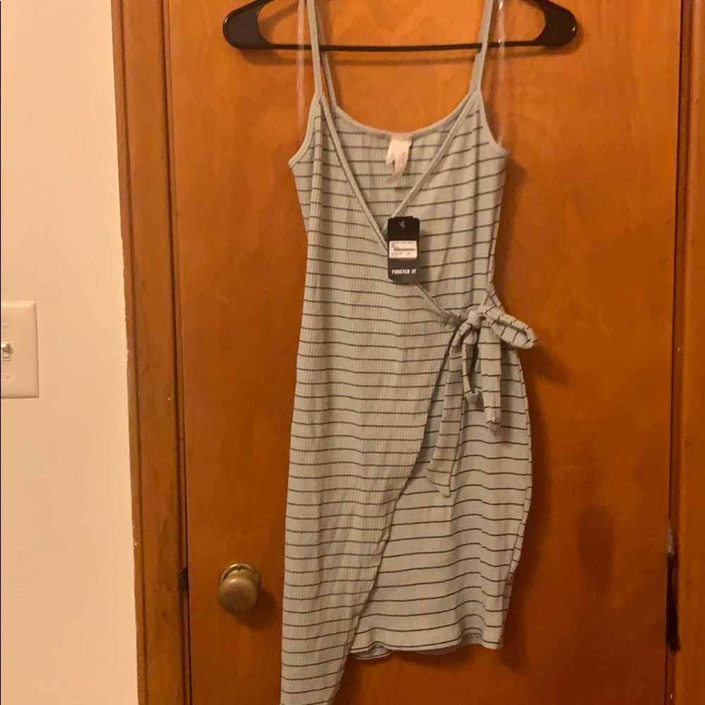 Striped wrap bodycon dress